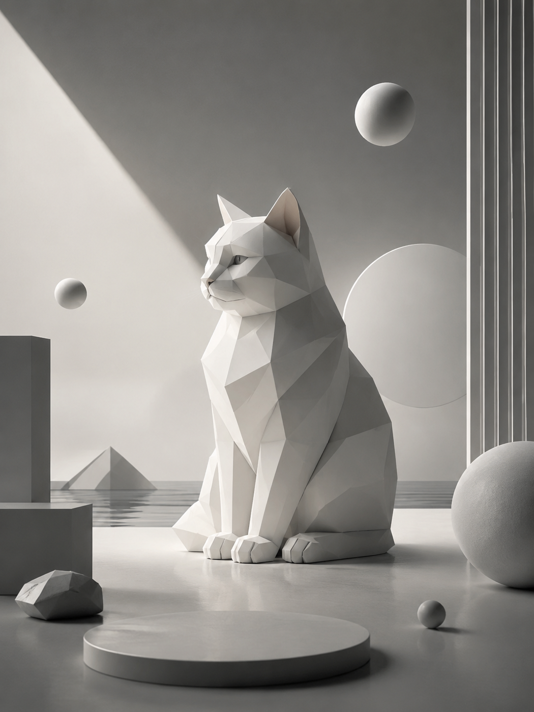 Кот в полигональной технике