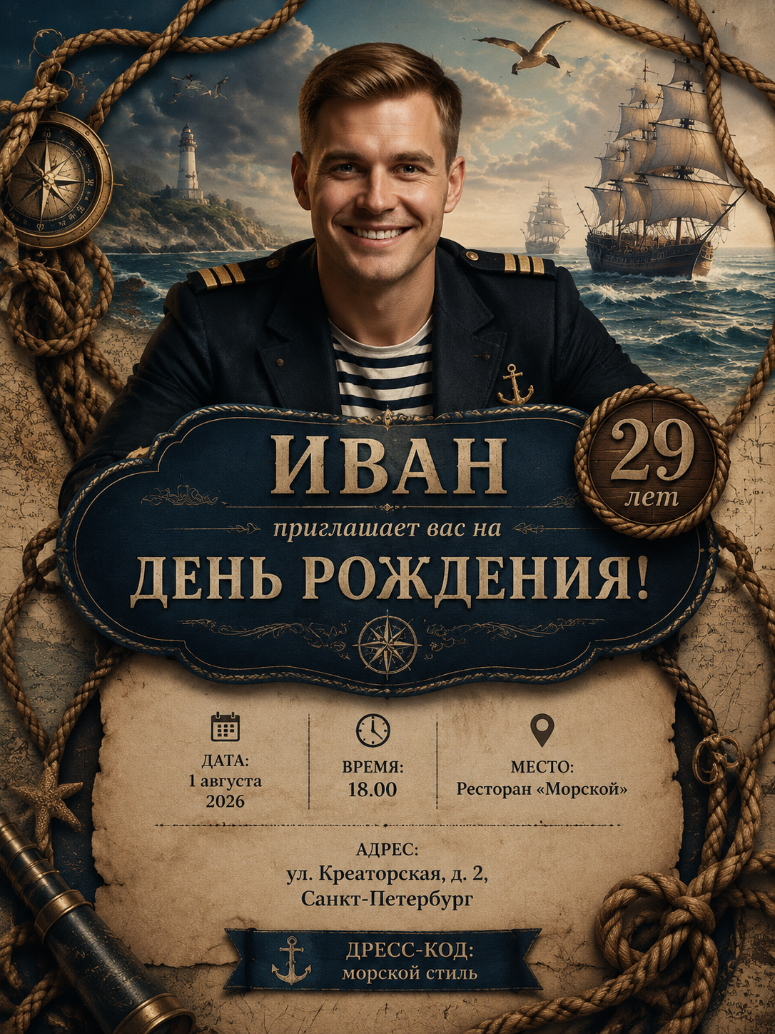 Пригласительный на взрослый день рождения
