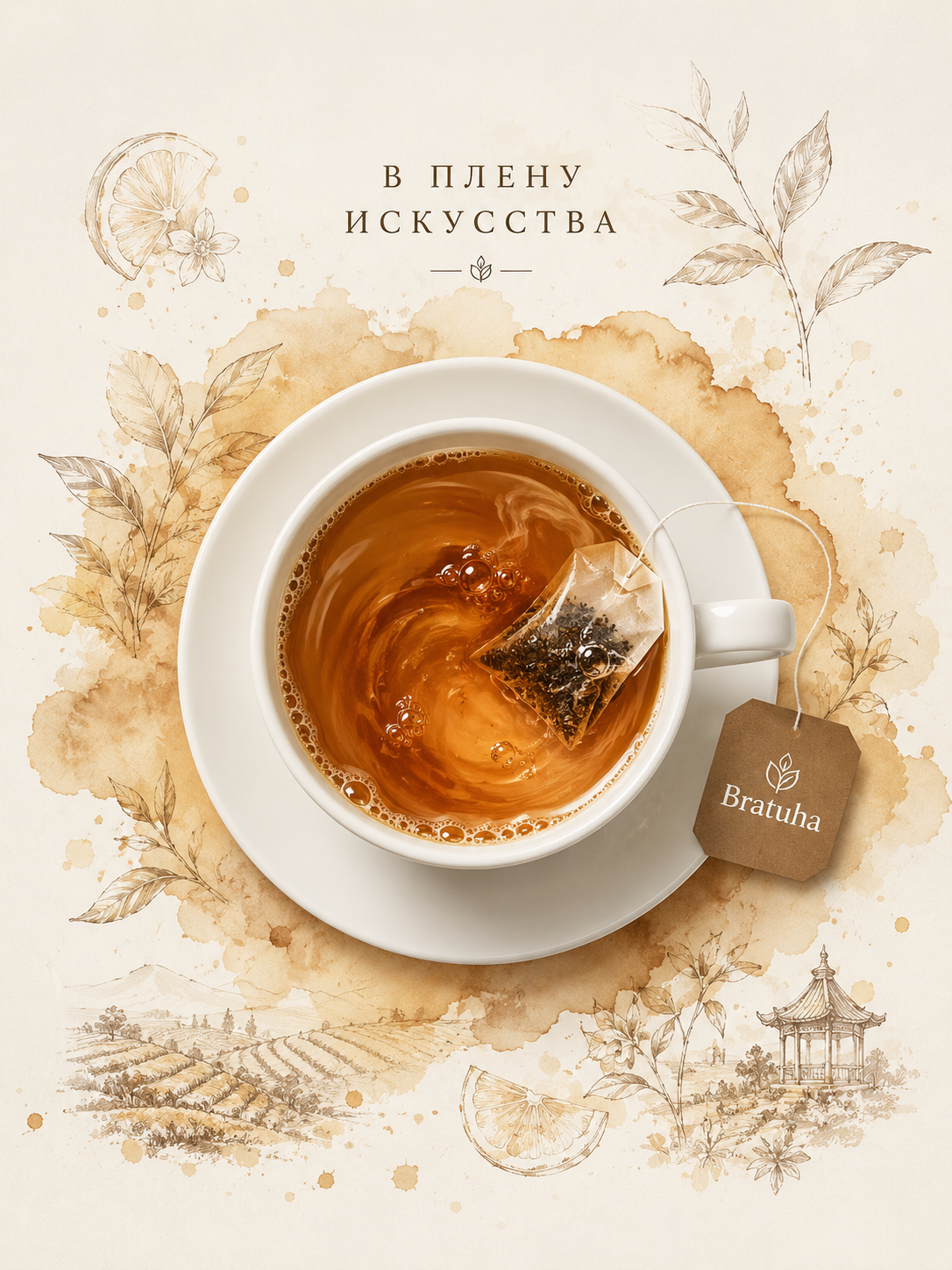 Рекламный постер для пакетированного чая Bratuha