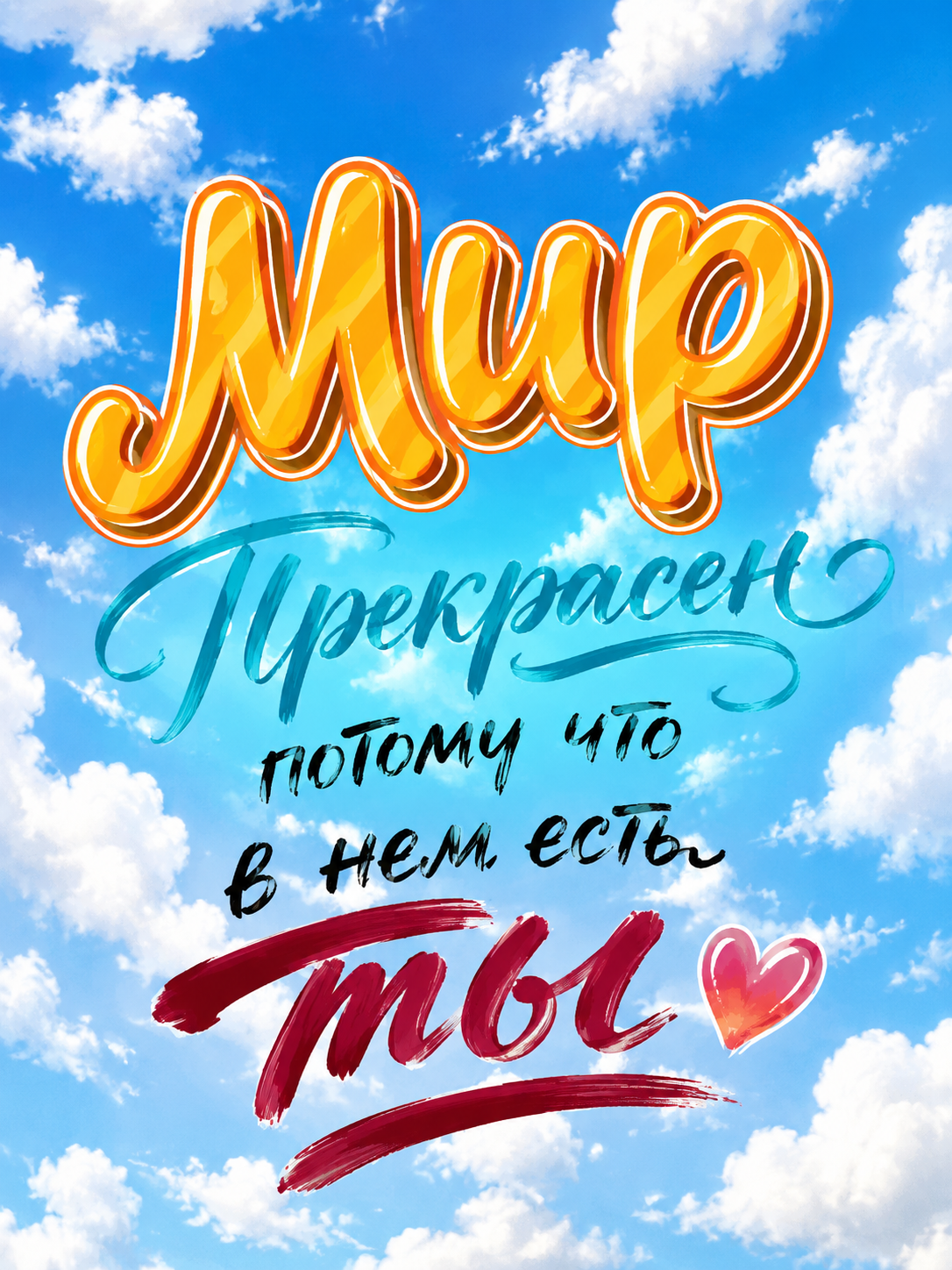 Типографика на фоне неба