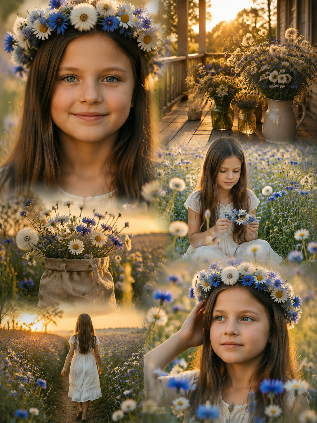 Фото-коллаж девочки в цветах