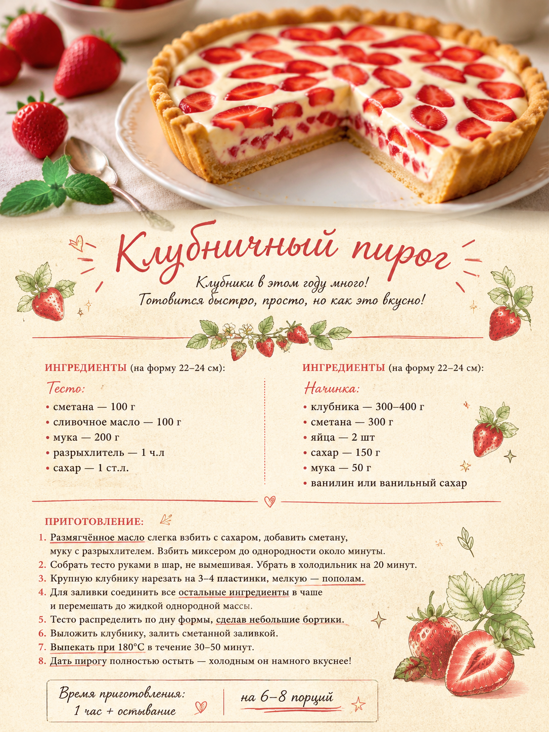 Рецепт клубничного пирога