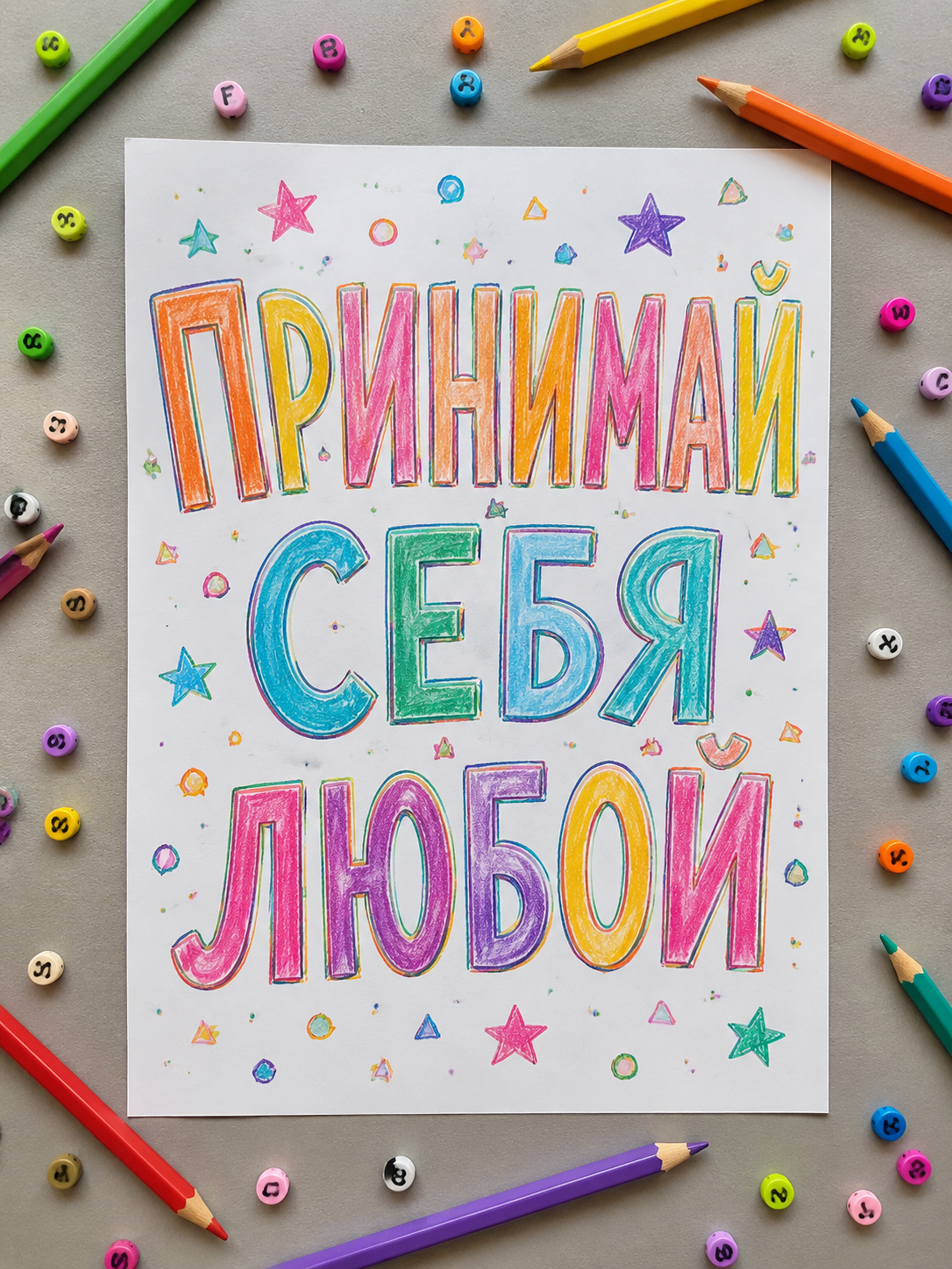 Леттеринг цветными карандашами
