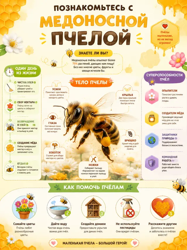 Инфографика с пчелой