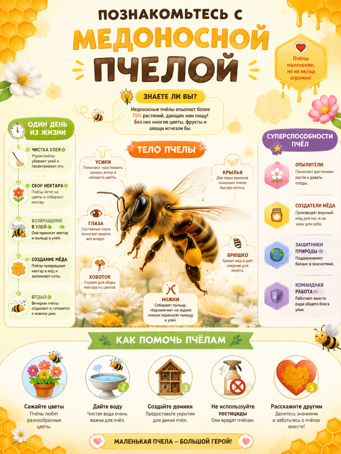 Инфографика с пчелой