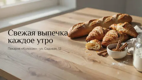 Баннер пекарни с адресом