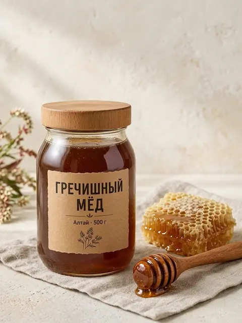 Банка гречишного мёда для маркетплейса