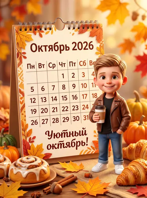 Календарь на октябрь + фигурка в стиле Pixar