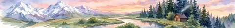 Акварельная панорама гор для шапки сайта