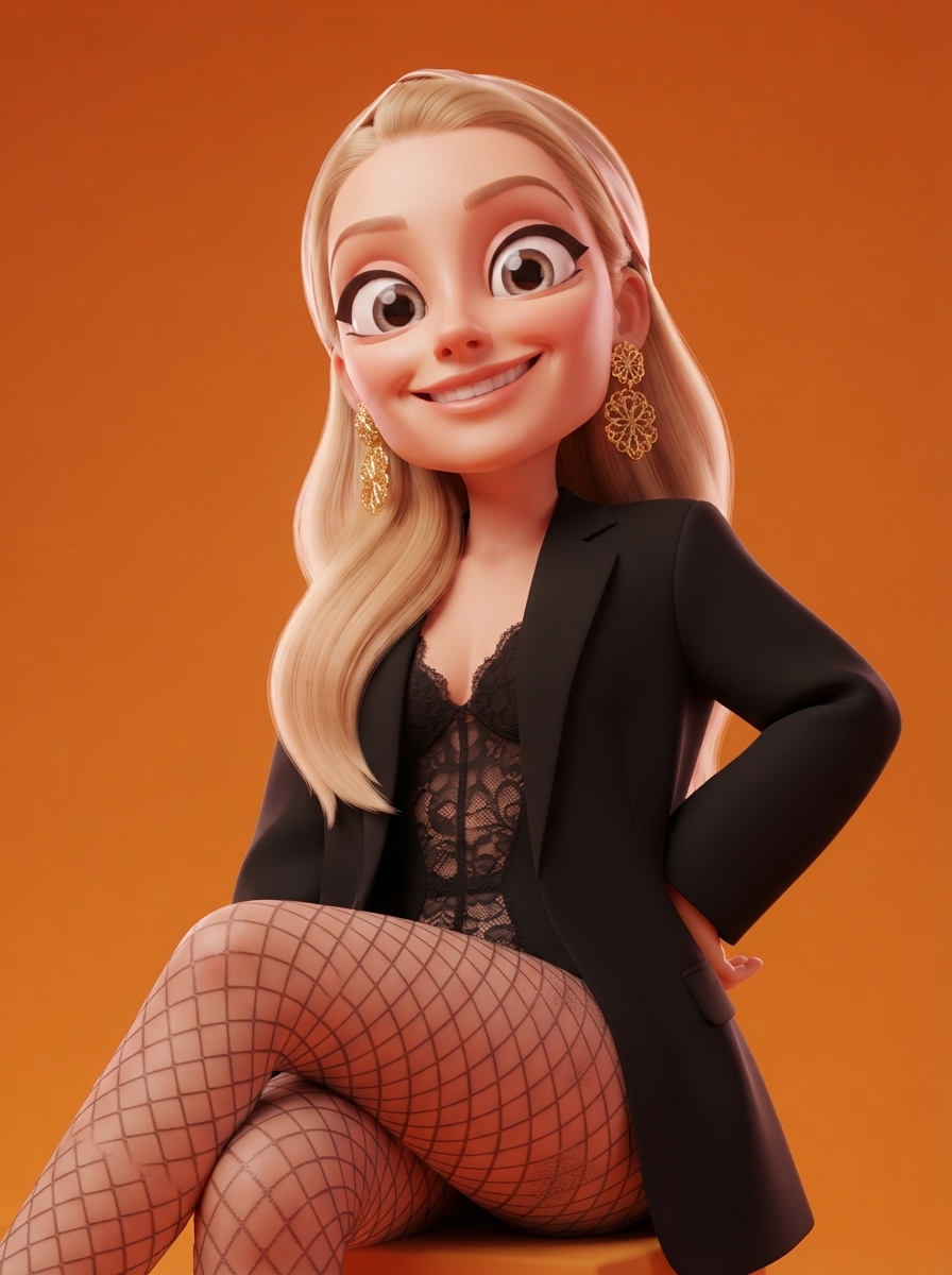 3D CGI карикатура с сильно преувеличенными пропорциями