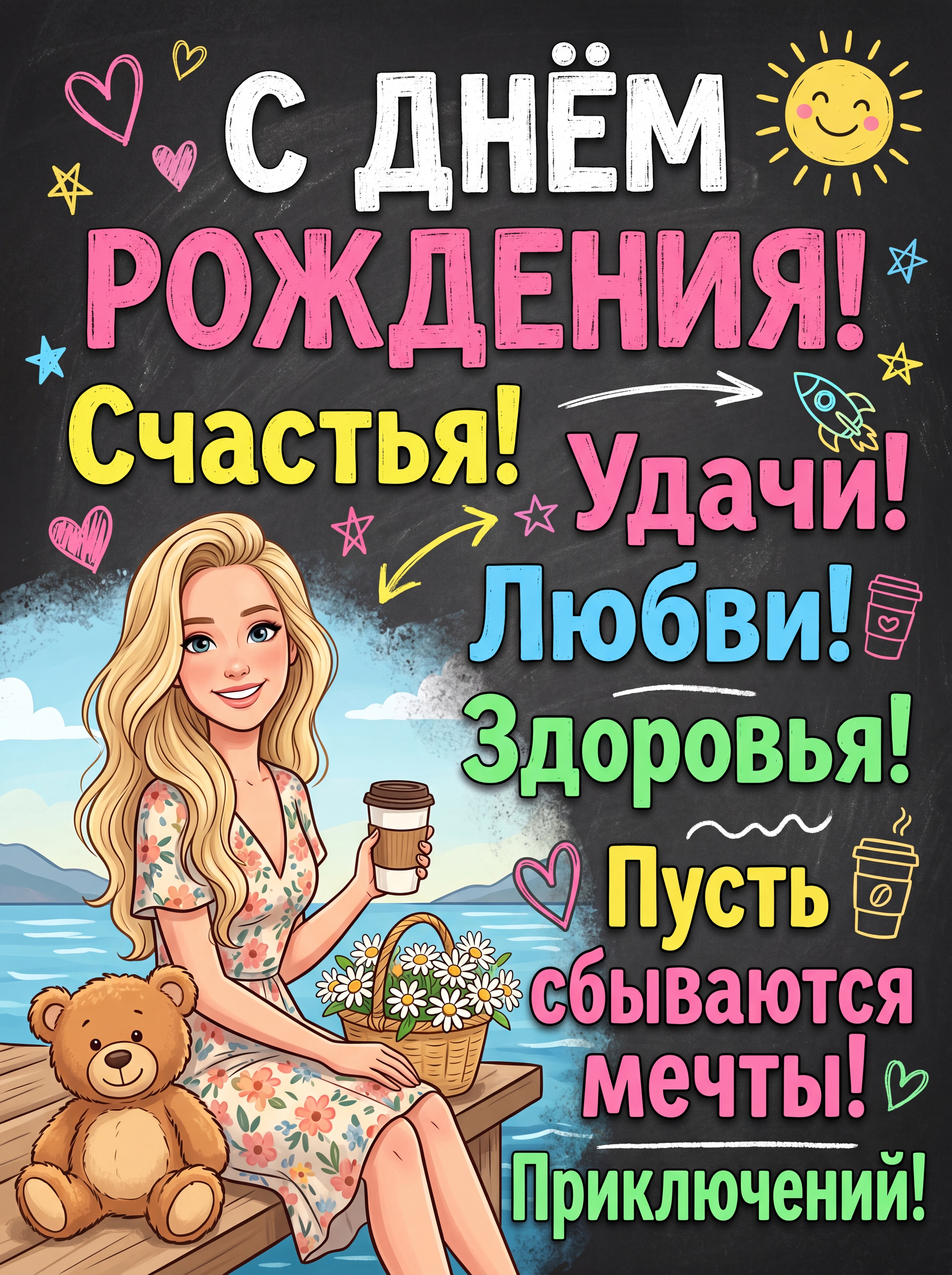 Поздравительная открытка с иллюстрацией