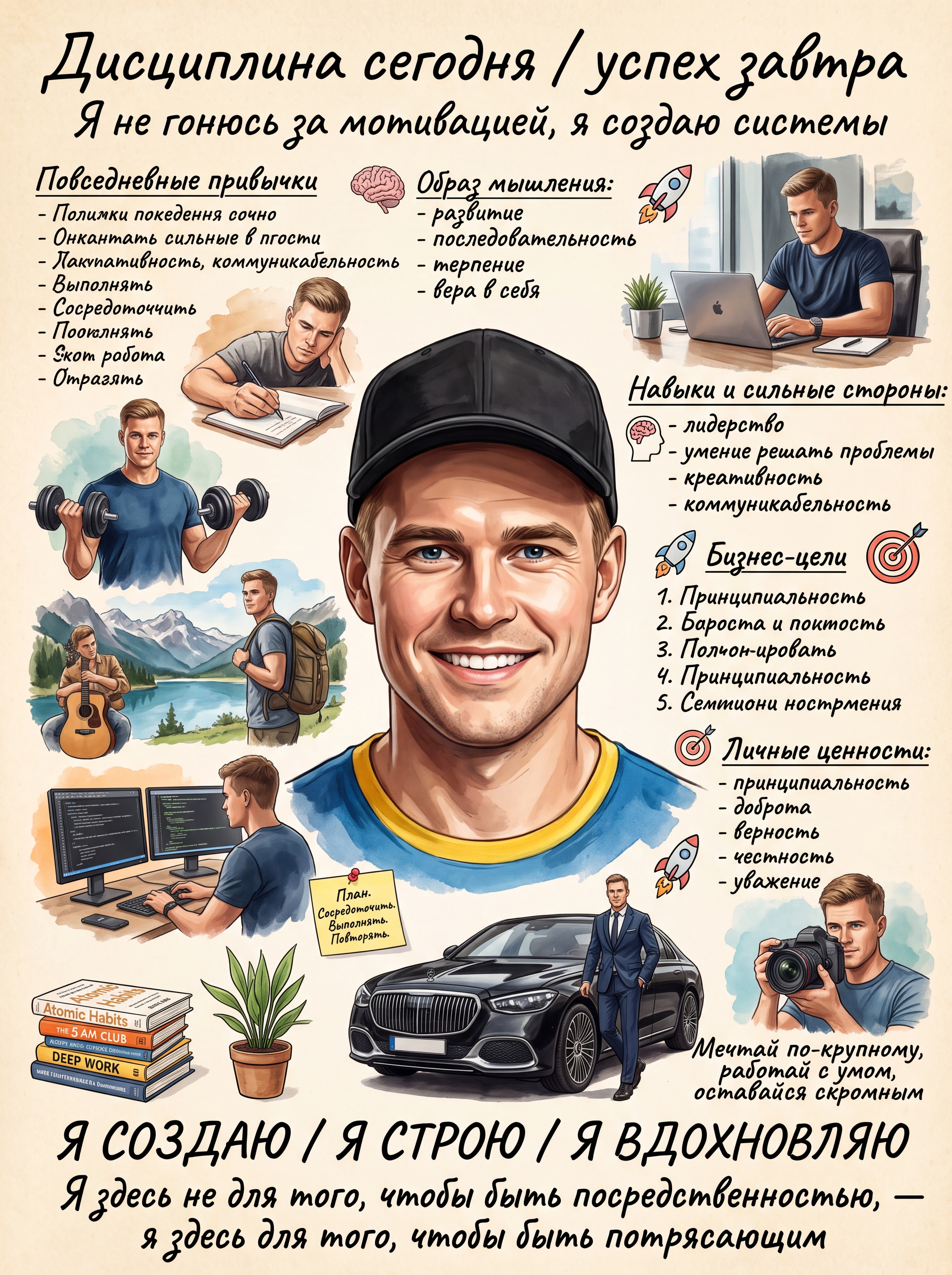 Мотивационный постер-коллаж в стиле vision board