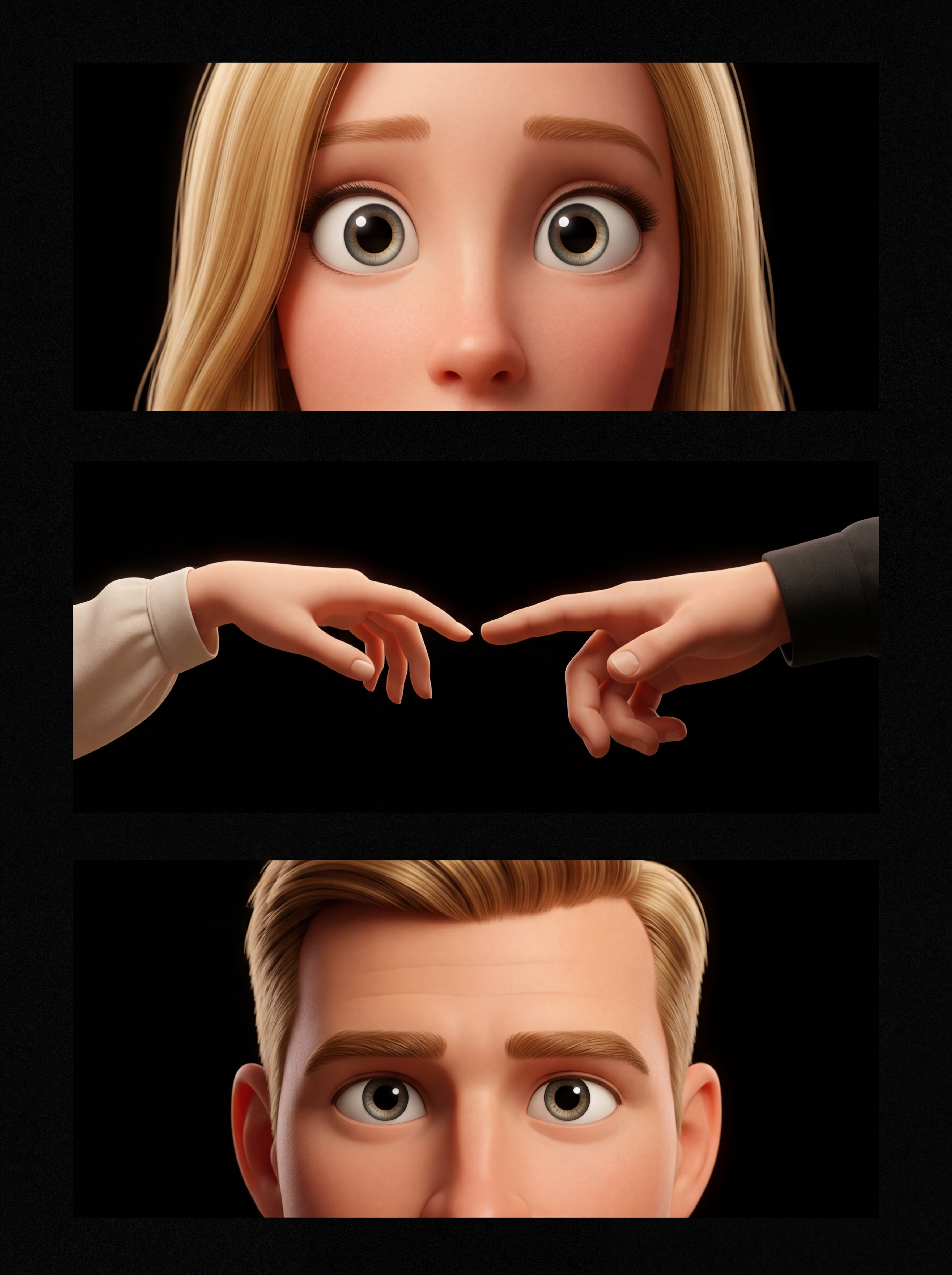 Парный триптих в стиле 3D-анимации Pixar