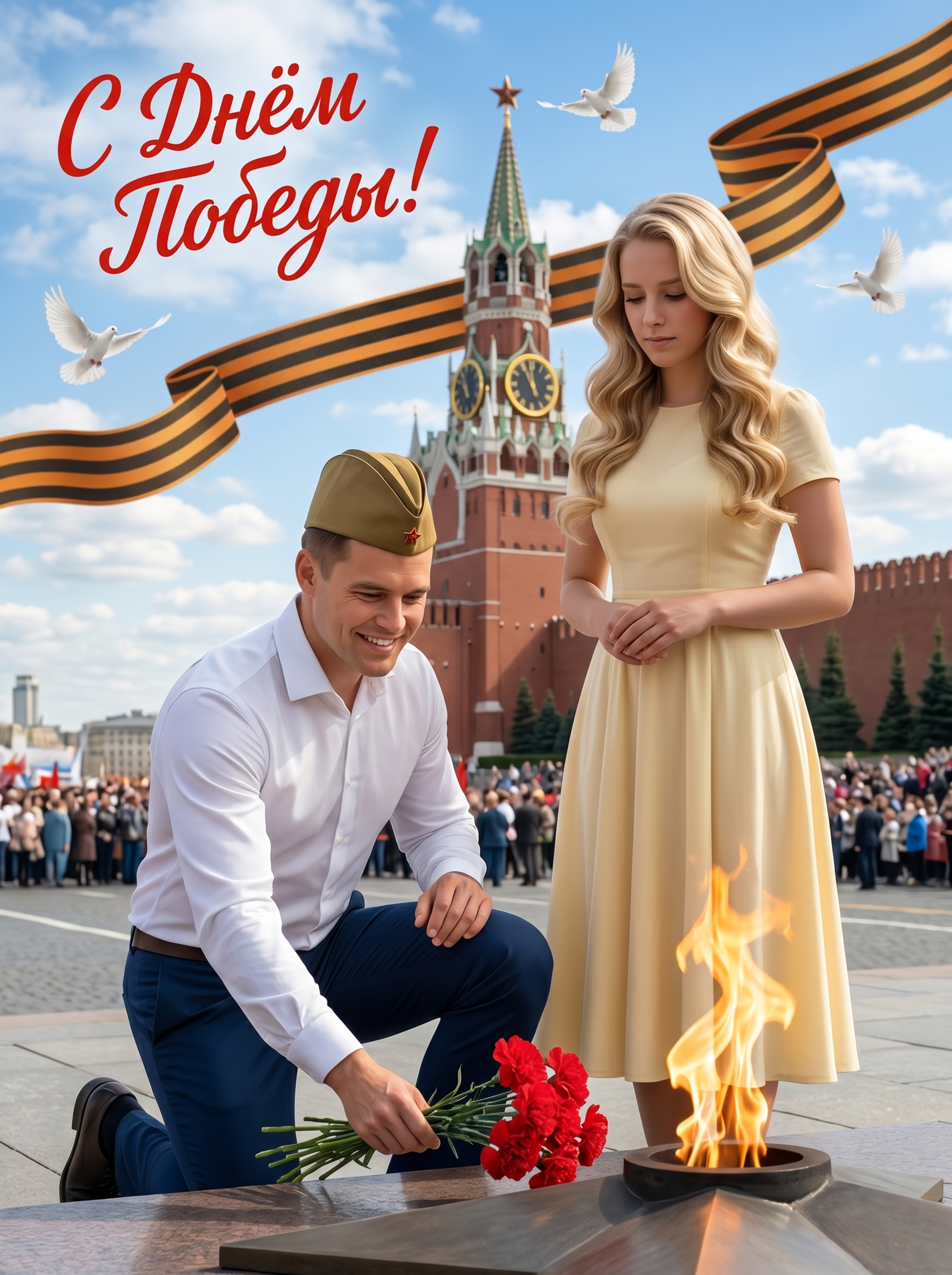 Фото пары на Красной площади 9 мая