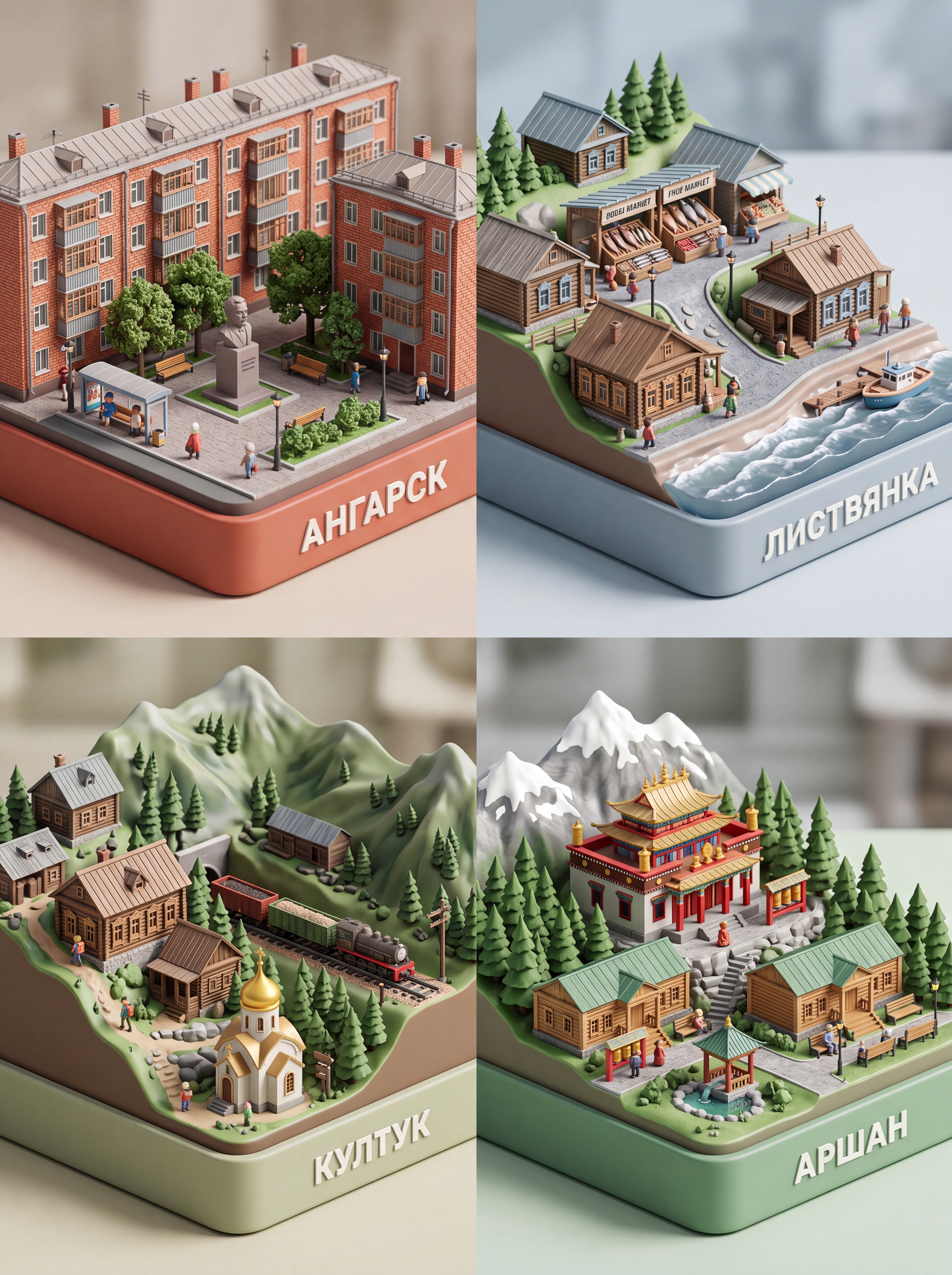 Виниловые диорамы в сетке 2*2