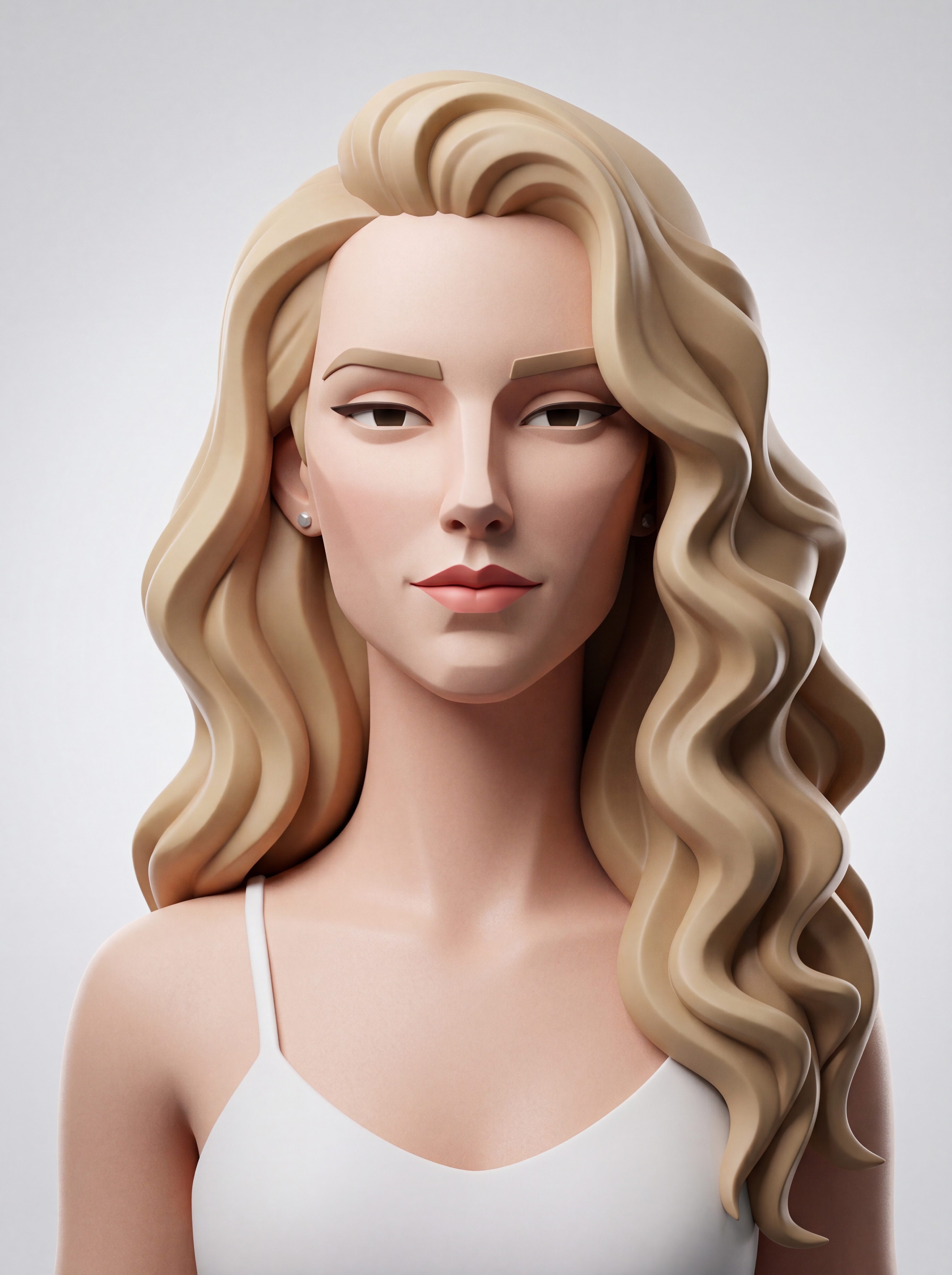 3D портрет в эстетике фигурки с элементами fashion design