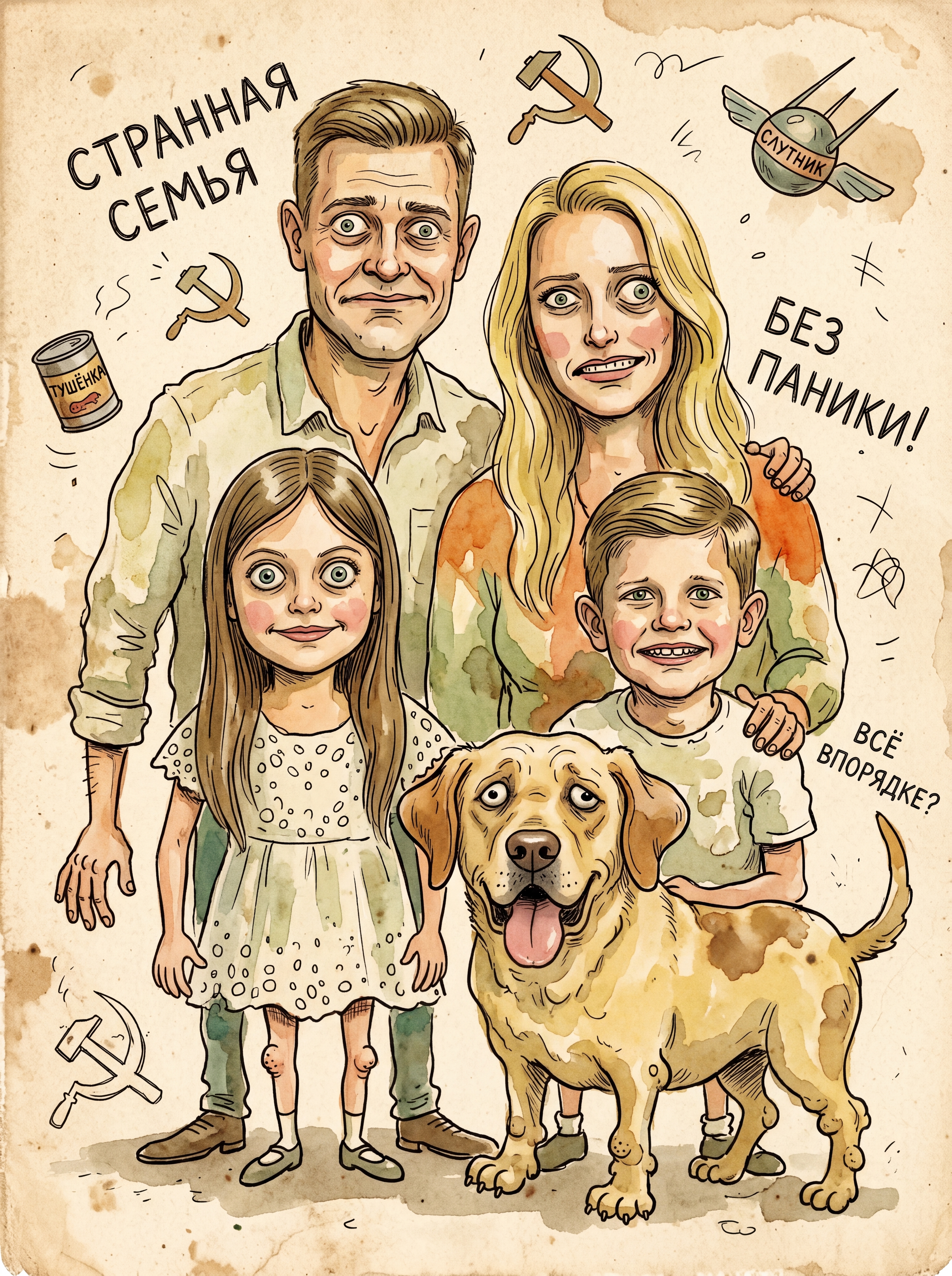 Рисунок в стиле советской книжной иллюстрации