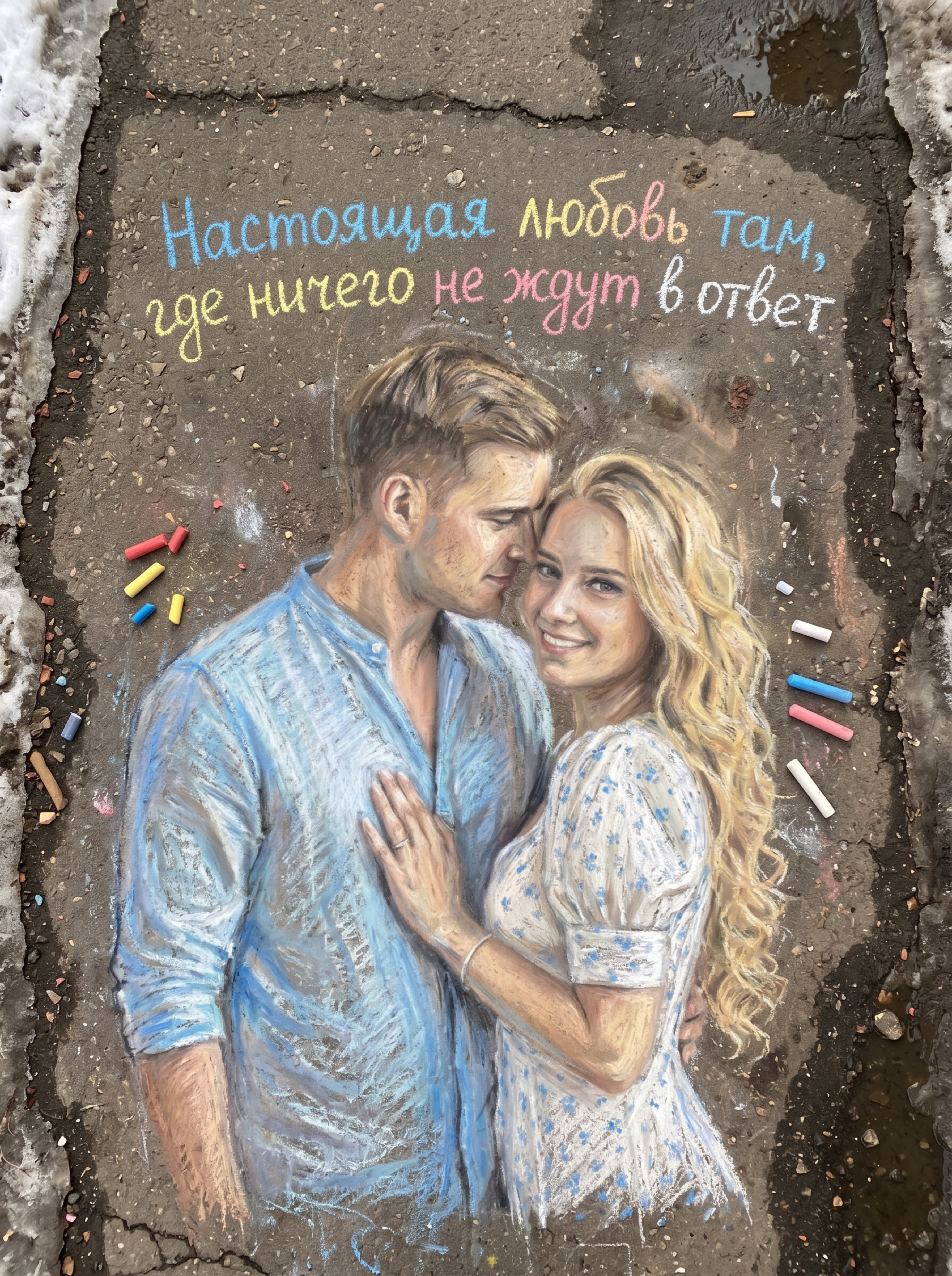 Парный портрет мелками