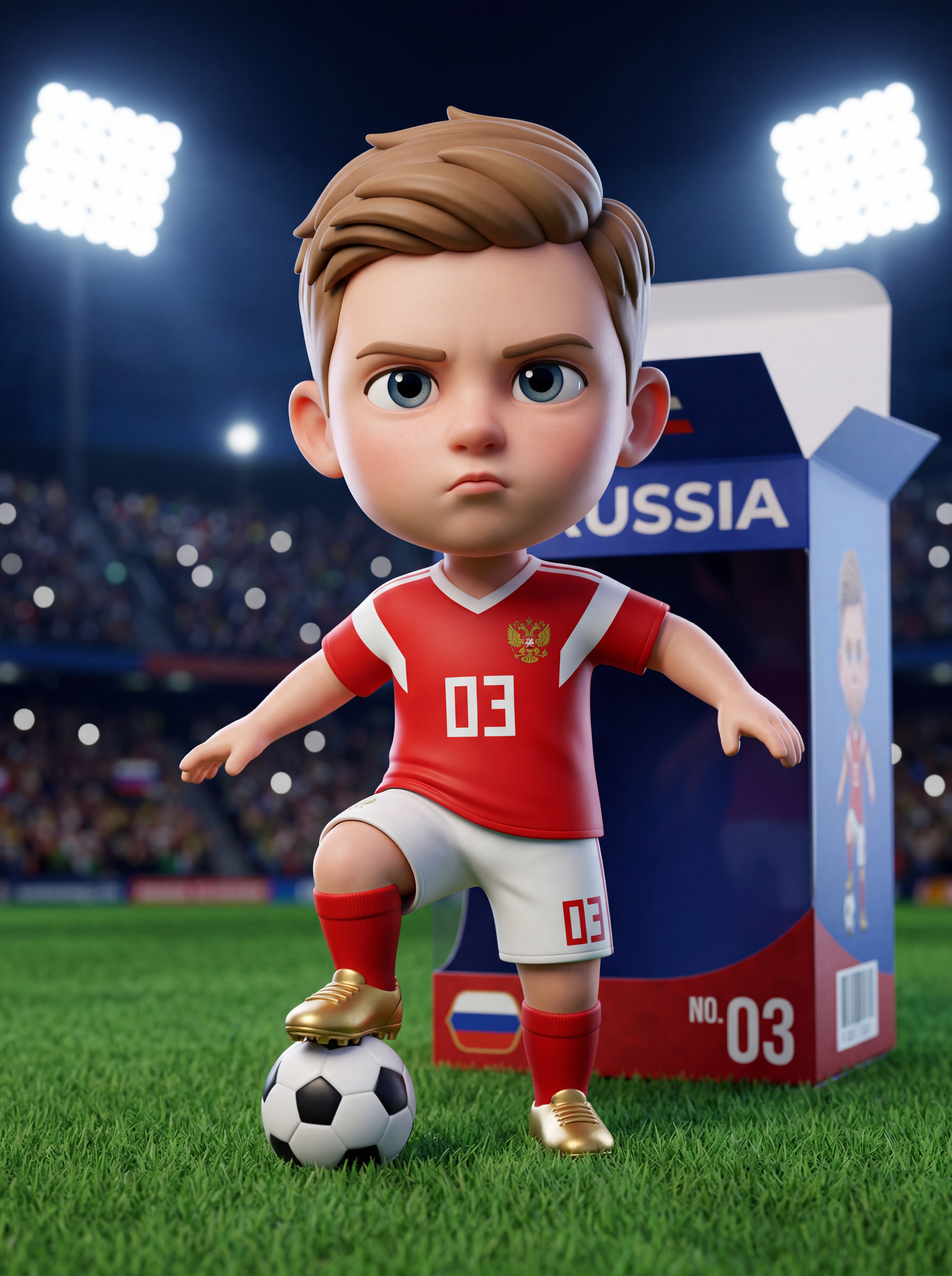 3D фигурка в стиле чиби с футбольной тематикой