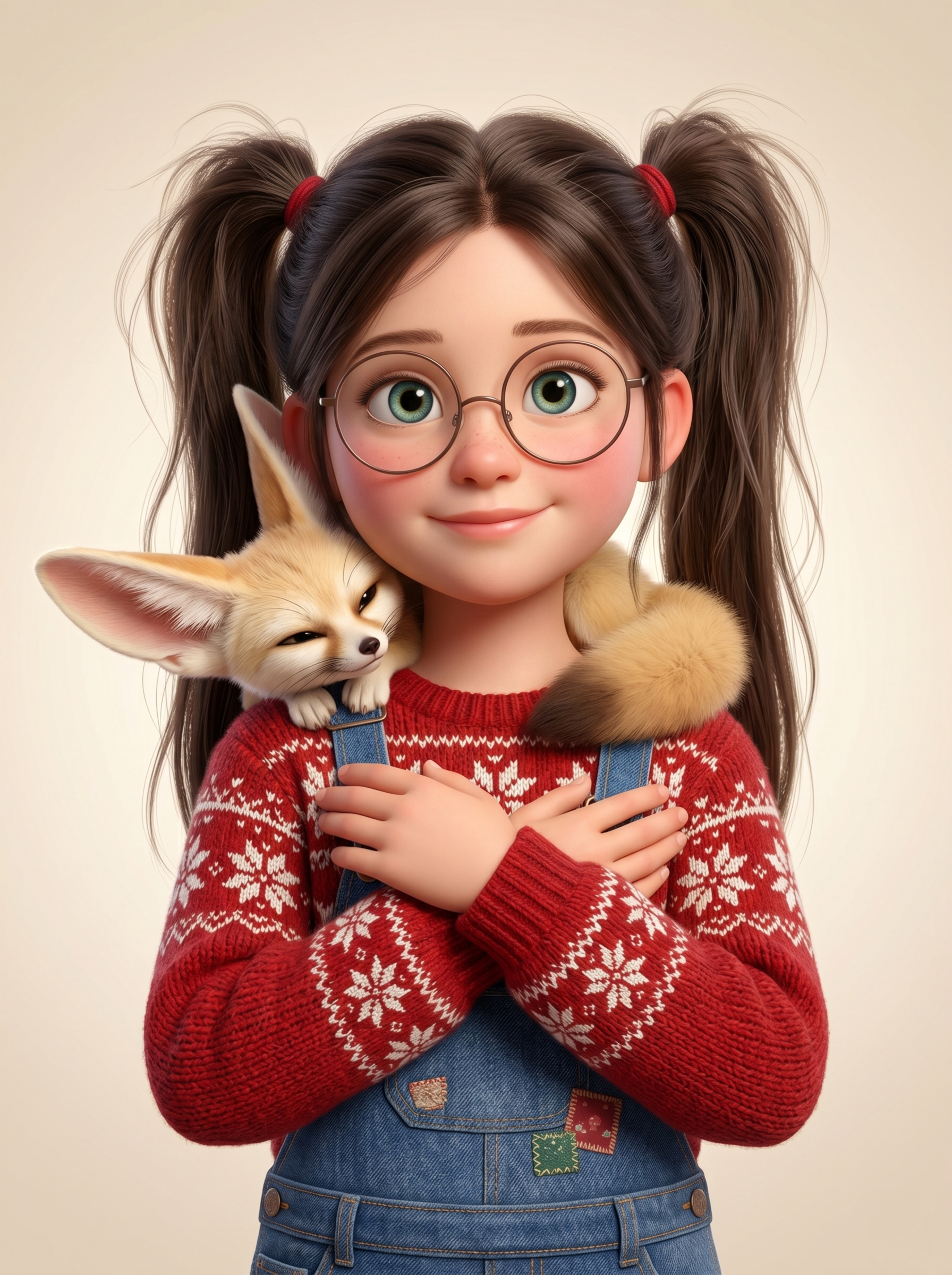 Девочка и лисенок 3D