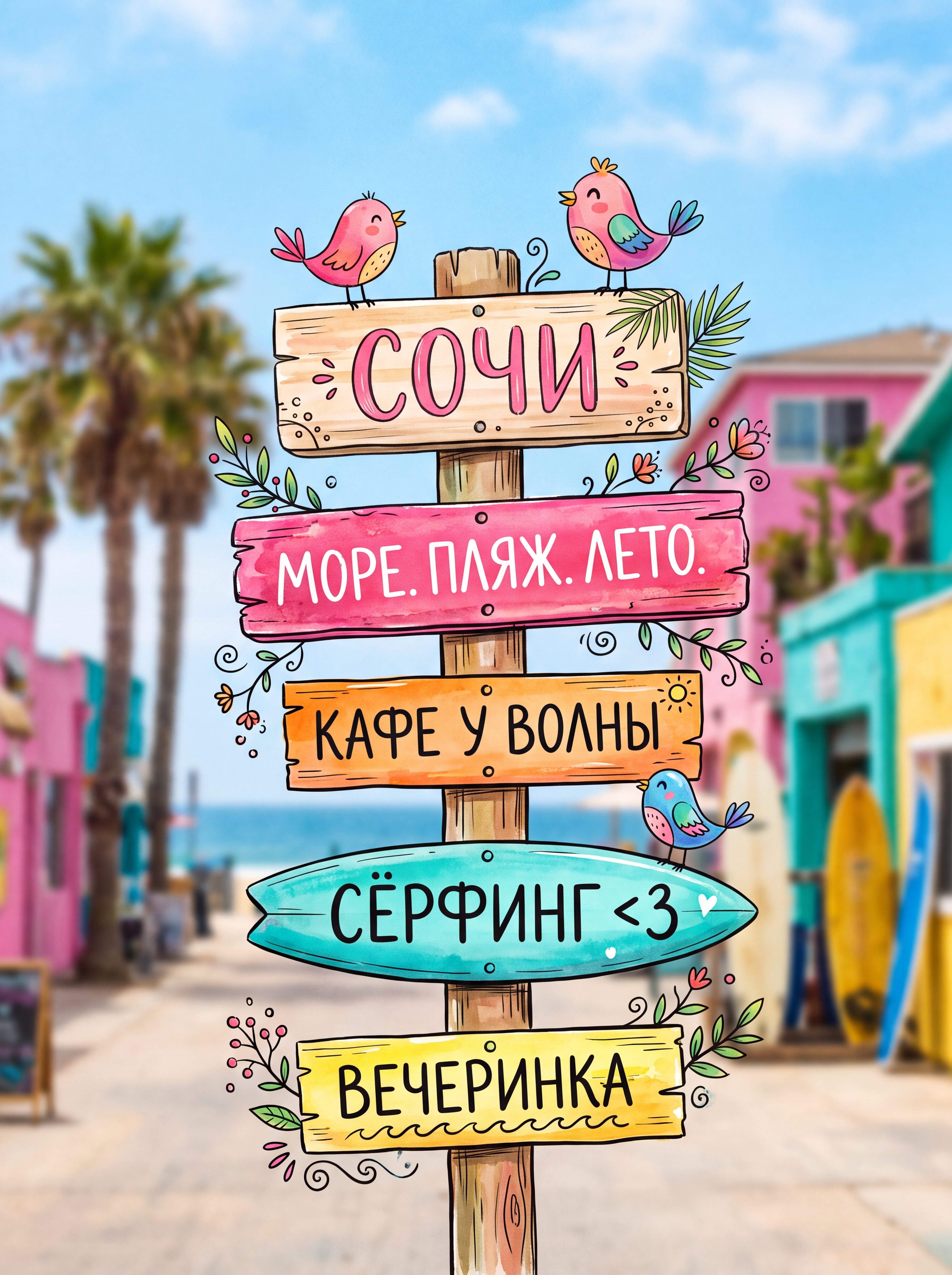 Пляжный дорожный указатель