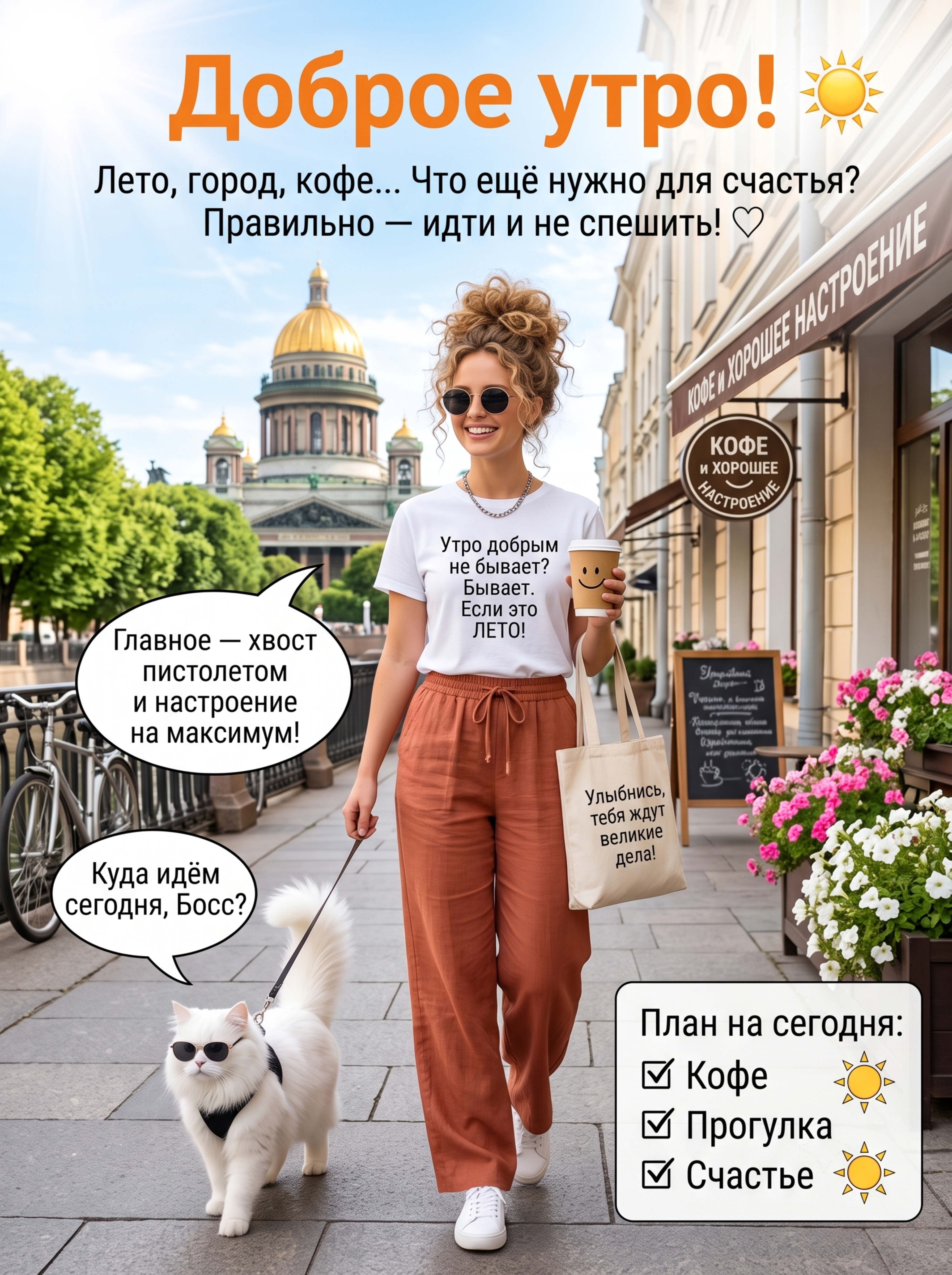 Фото прогулки с питомцем по городу с надписями
