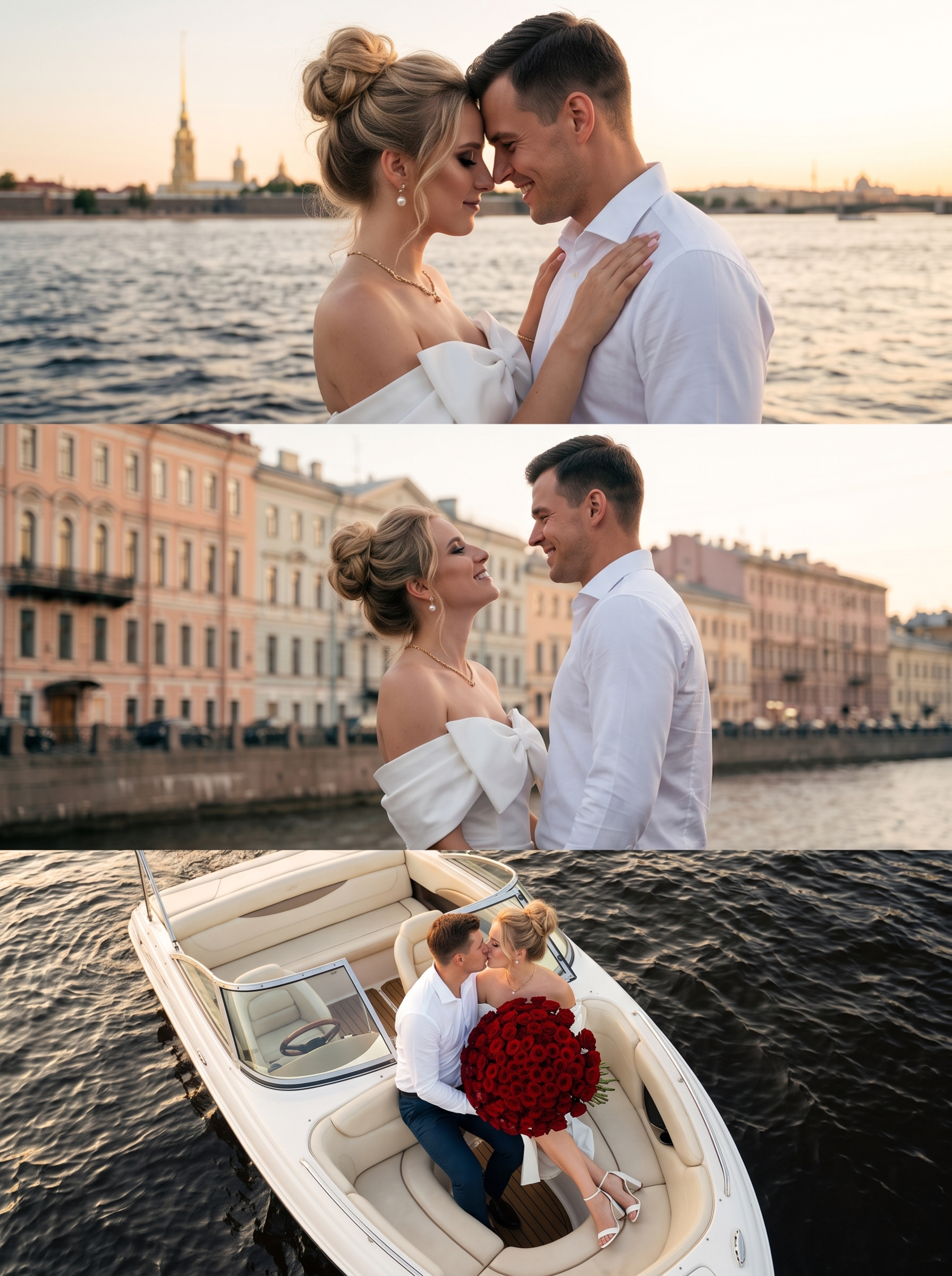 Парное романтичное фото на катере