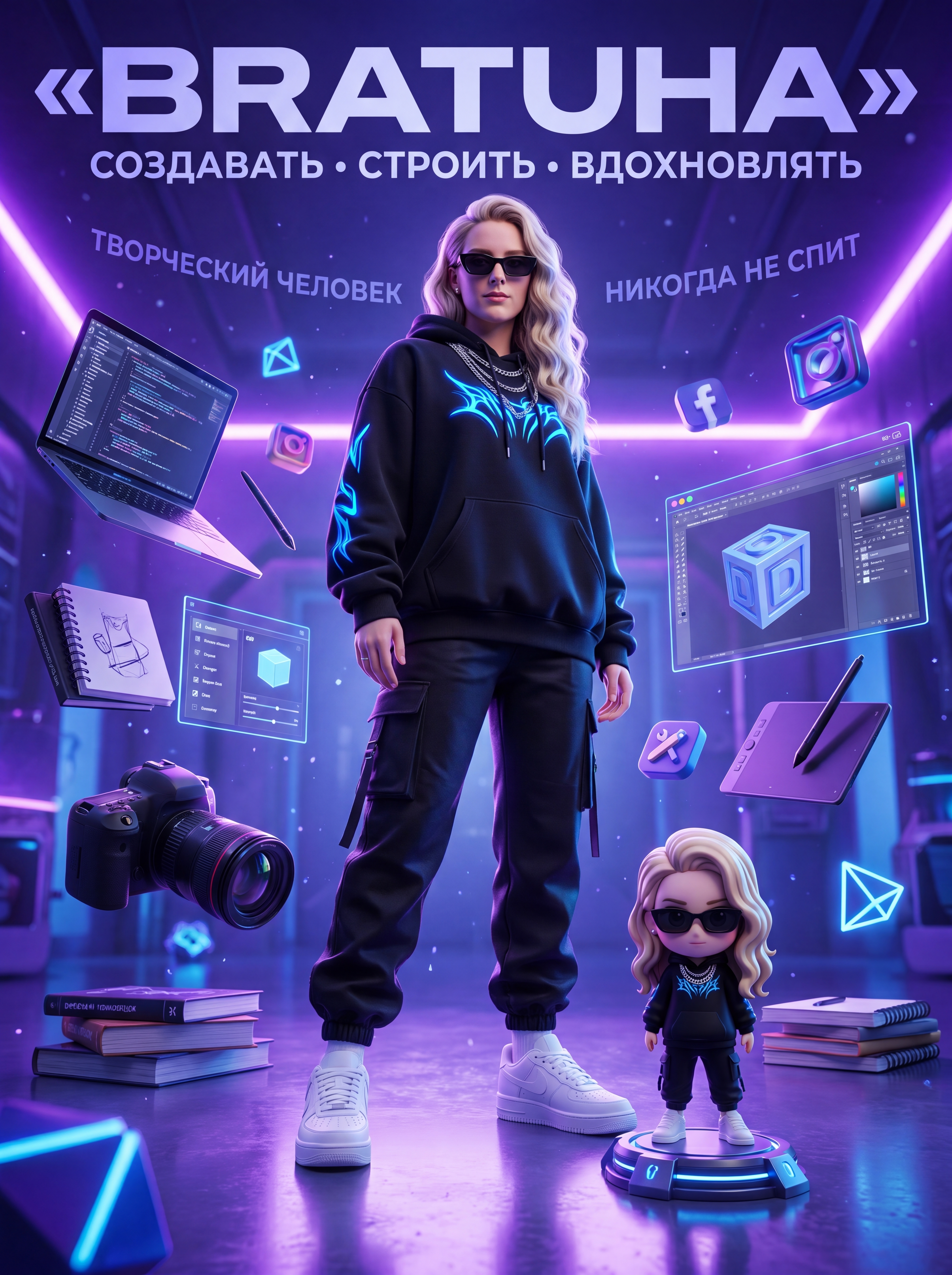 3D стилизованный дизайнерский постер
