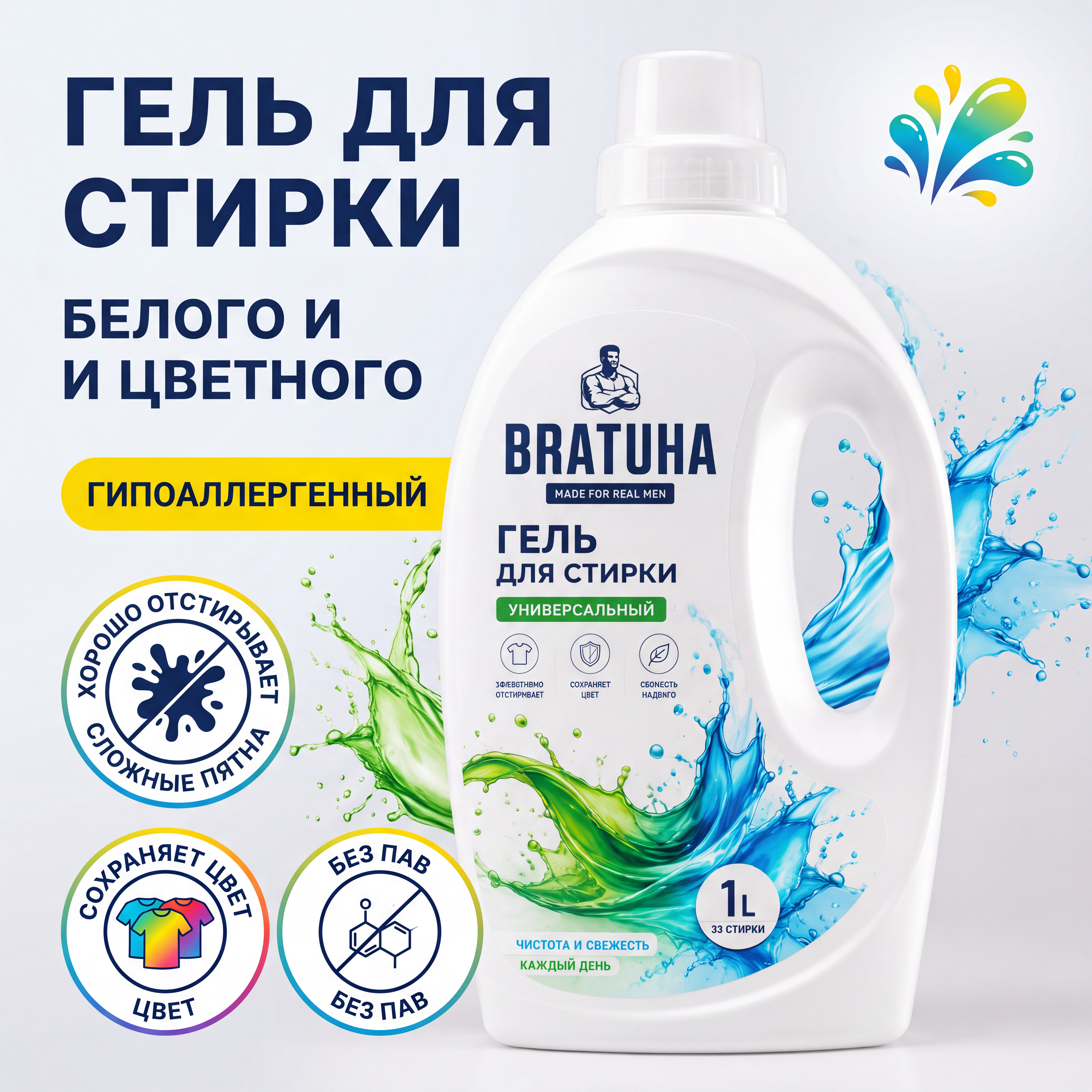 Карточка товара для маркетплейсов / Гель для стирки цветного и белого