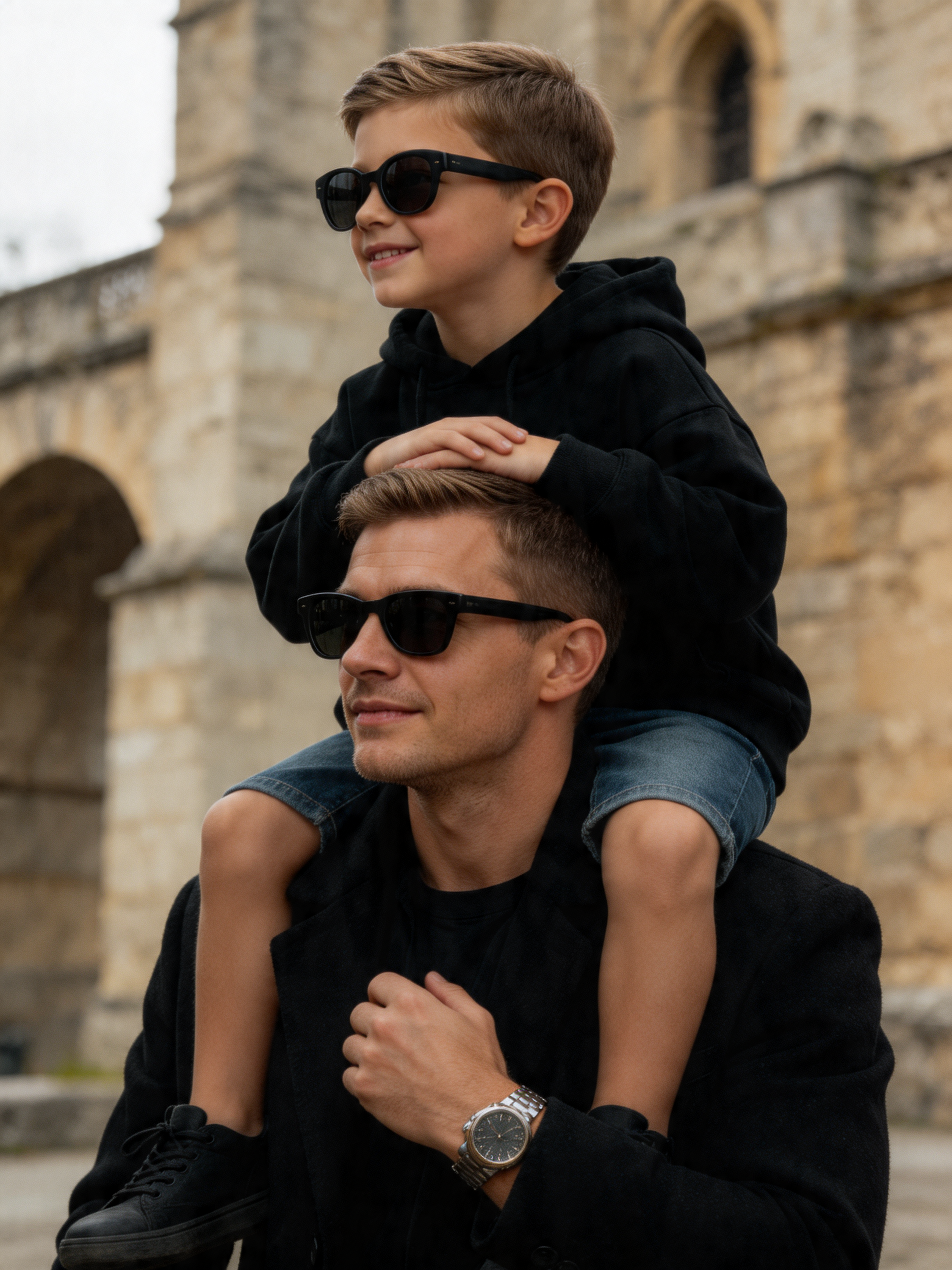 Парная семейная фотография в солнечных очках