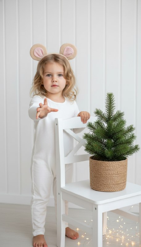 Девочка в костюме мышки с ёлкой