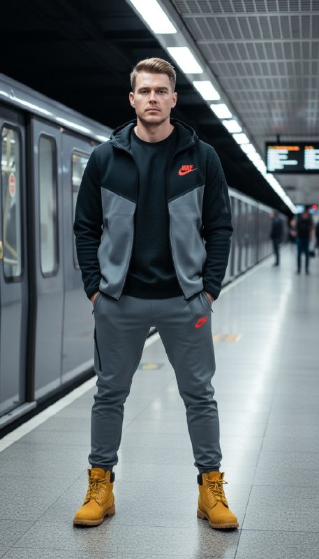 Мужчина в метро в стиле urban