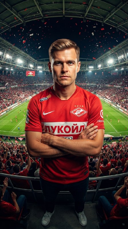 Футболист на стадионе
