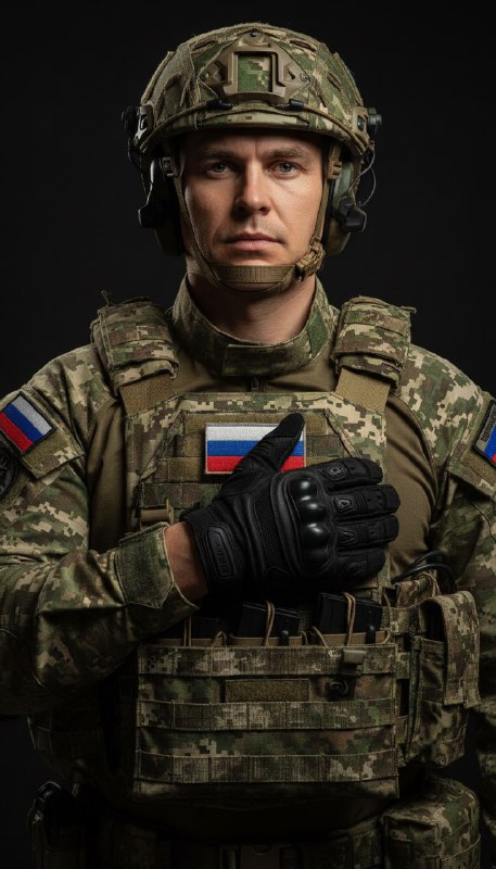 Солдат в тактической форме с флагом