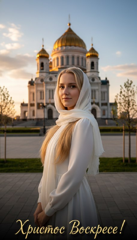 Пасхальный портрет у храма