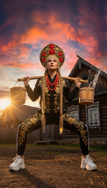 Деревенская fashion-съемка с водой
