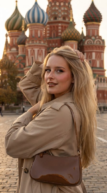 Женщина у храма Василия Блаженного