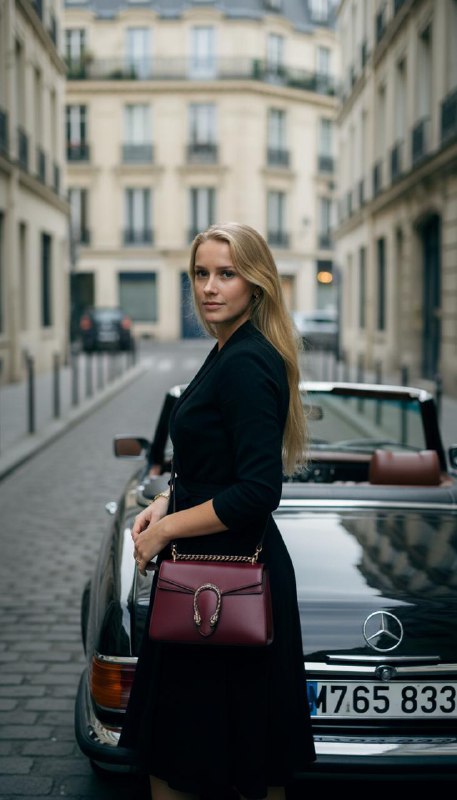 Парижский шик: женщина у кабриолета