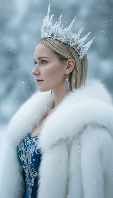 Ледяная королева в зимнем пейзаже