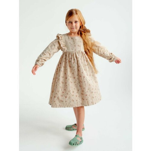 Купить Платье, размер 92-98, бежевый
Платье из 100% теплового хлопка фланель для девочк...