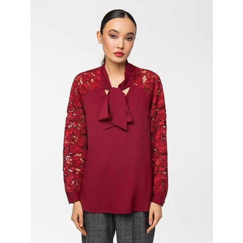 Купить Блуза Lo, размер 44, красный, бордовый
Блузка с бантом . Блузка с кружевными рук...