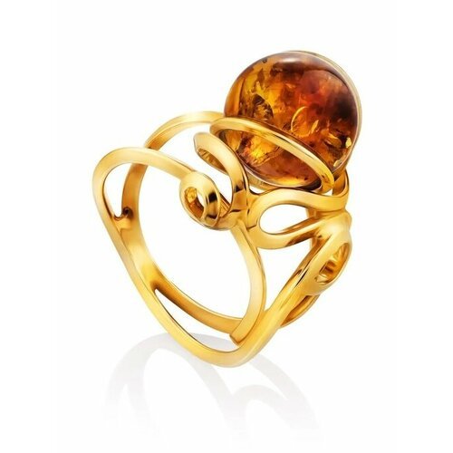 Купить Кольцо, янтарь, безразмерное, золотой, коричневый
Изящное кольцо из золочённого...