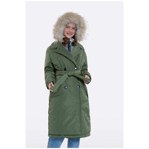 Купить Парка Шалуны, размер 40, 164, зеленый
Шикарное зимнее пальто с поясом для девочк...