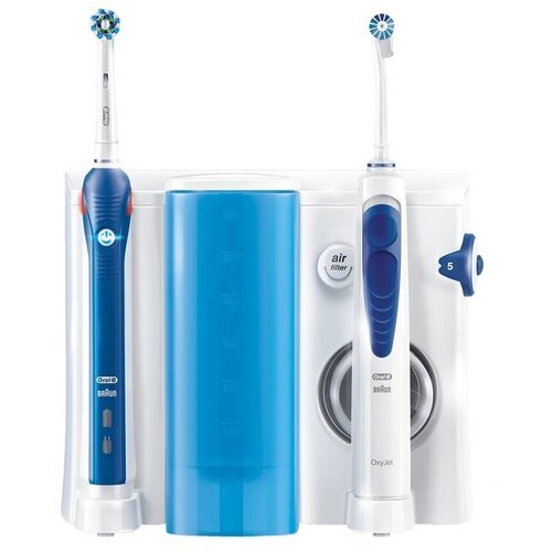 Купить Ирригатор Oral-B OxyJet Cleaning System + PRO 2000 Toothbrush, белый/синий/голуб...