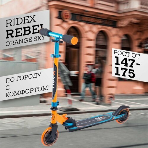 Купить Самокат городской для взрослых и подростков, 2-колесный, Rebel 125 мм. Цвет: ора...