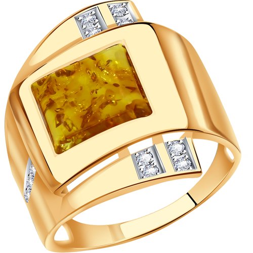 Купить Кольцо Diamant online, золото, 585 проба, фианит, янтарь, размер 18.5
<p>В нашем...