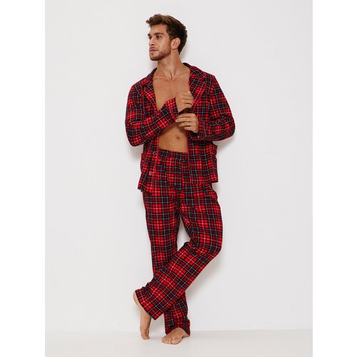 Купить Пижама , размер 50, красный
Пижама мужская домашний костюм в клетку выполнен из...