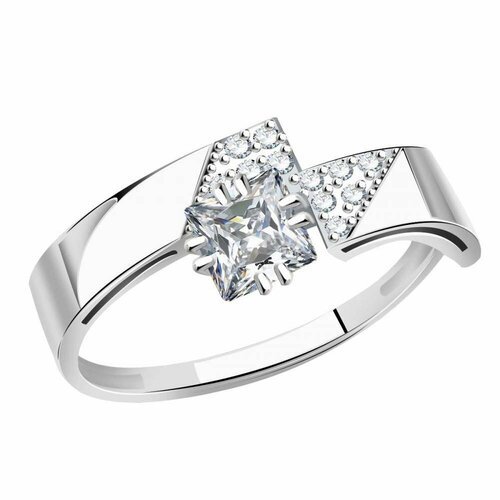 Купить Кольцо Diamant online, белое золото, 585 проба, фианит, размер 16.5, прозрачный...