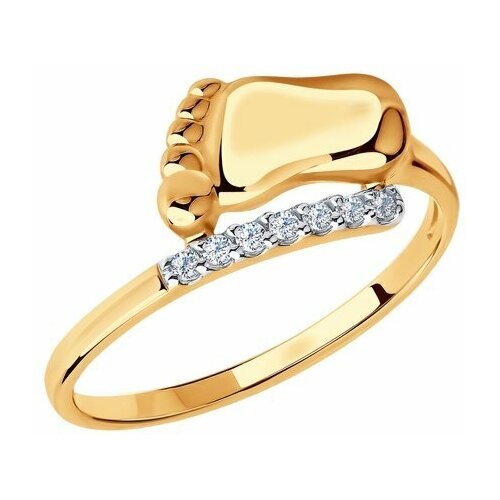 Купить Кольцо Diamant online, красное золото, 585 проба, родирование, фианит, размер 15...