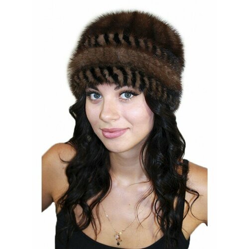 Купить Шапка Lemmex Меховая шапка из вязаной норки "Марина", размер 59-60, коричневый
Е...